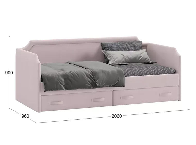 Кровать с мягкой обивкой и ящиками Кантри Тип 1 (900) - ТД-308.12.02