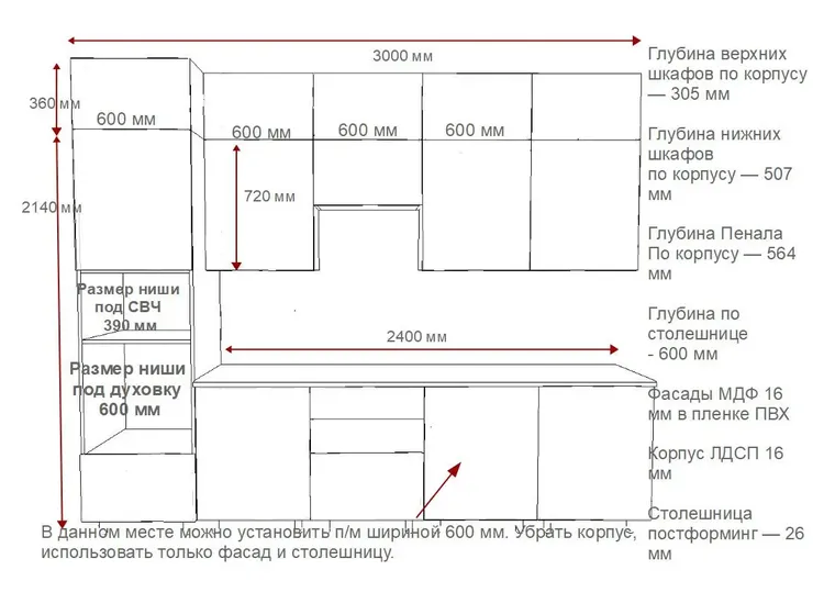 Кухонный гарнитур Аликанте-29/30 (3000 мм)